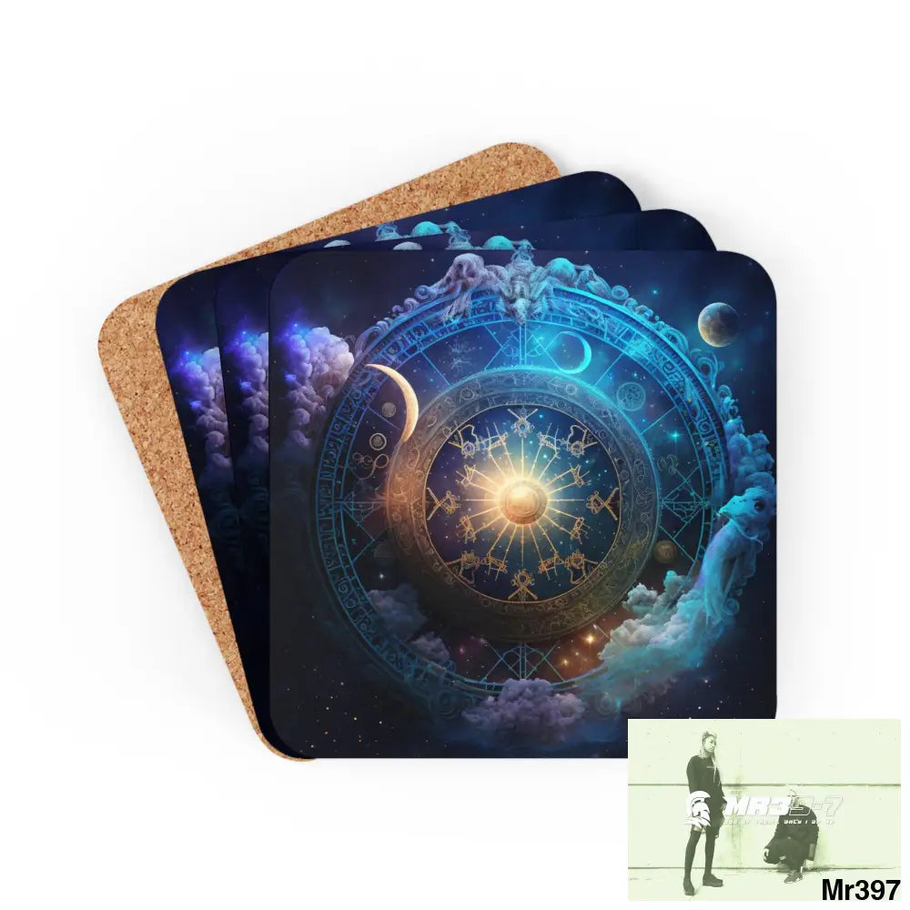 The Zodiacs Coaster Set Cork / 3.75’’ × 3.75’’ / Square Home Decor