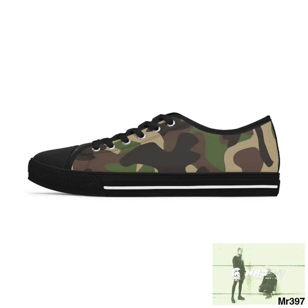 Traditional Camo Black Women’s Low Top Sneakers Shoes