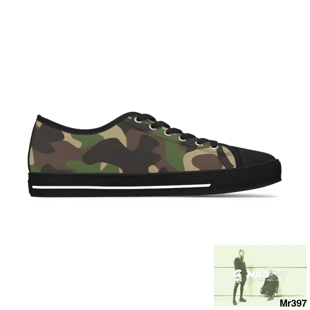 Traditional Camo Black Women’s Low Top Sneakers Shoes