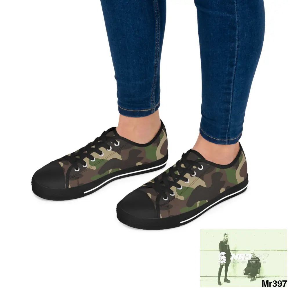 Traditional Camo Black Women’s Low Top Sneakers Shoes