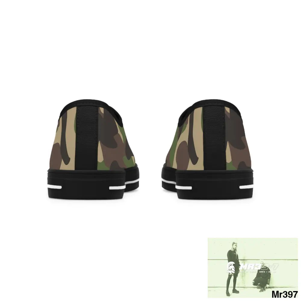 Traditional Camo Black Women’s Low Top Sneakers Shoes
