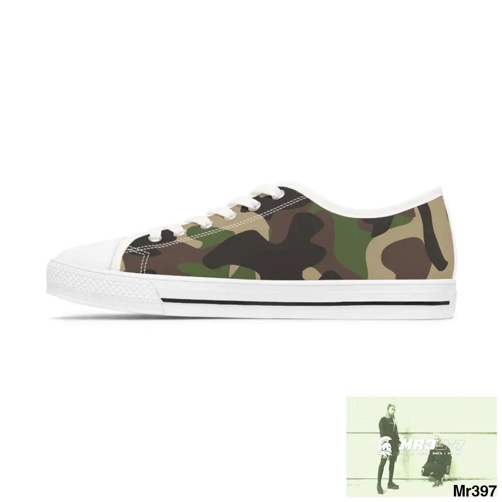 Traditional Camo White Women’s Low Top Sneakers Shoes