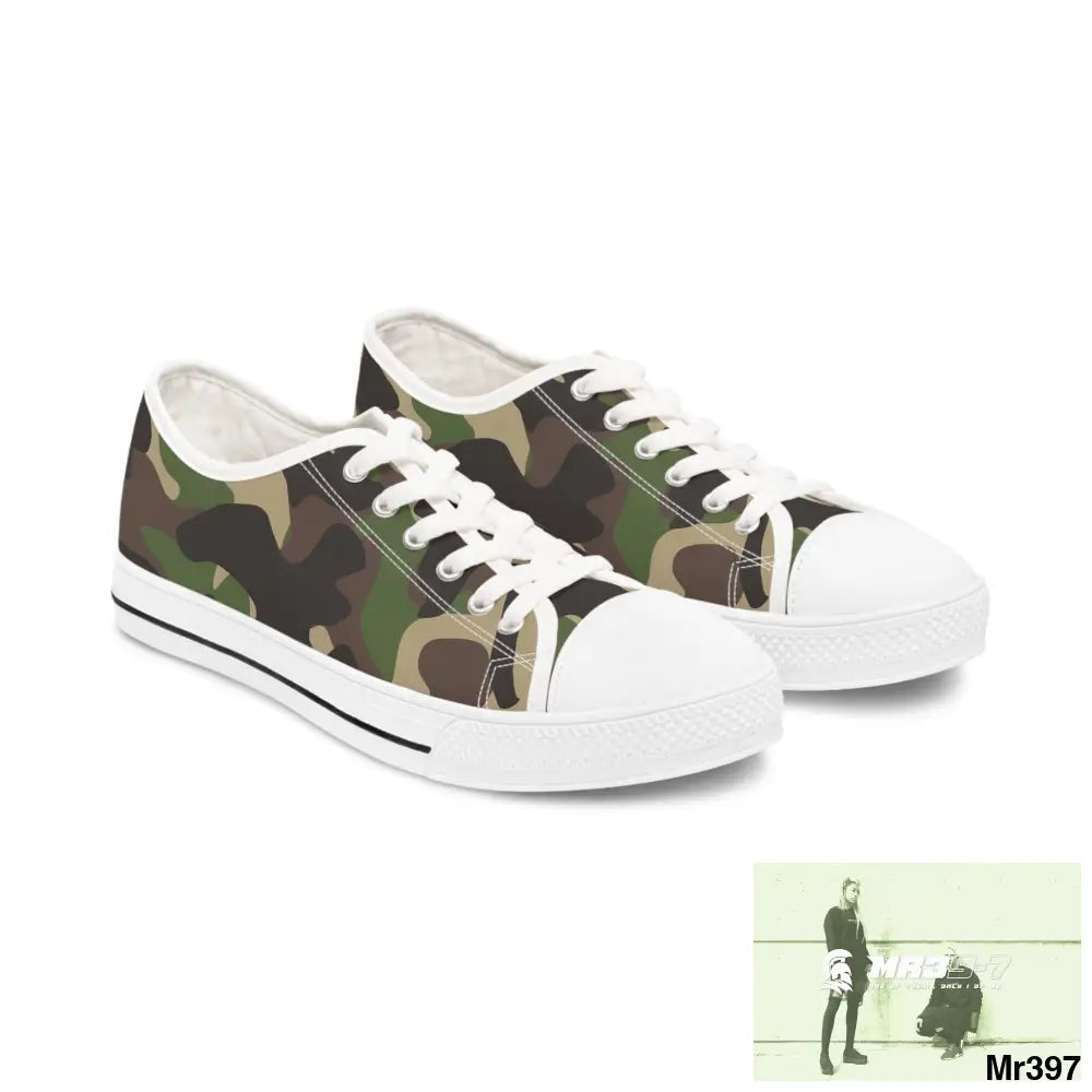 Traditional Camo White Women’s Low Top Sneakers US 5.5 / White sole Shoes