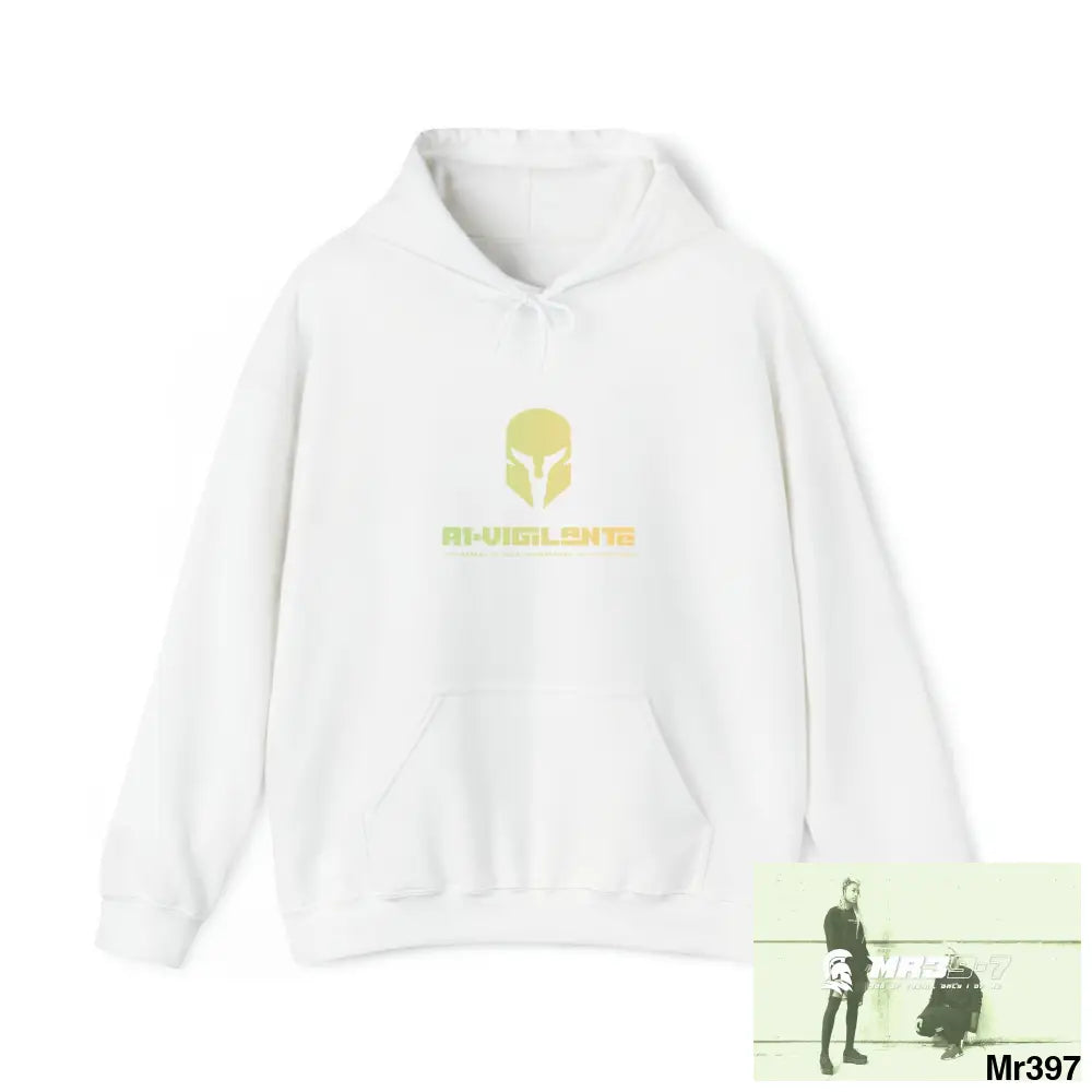 Unisex A1-Vigilante The Central American Hitman Hadley to Trench lock & My work Heavy Blend™ Hooded Sweatshirt White