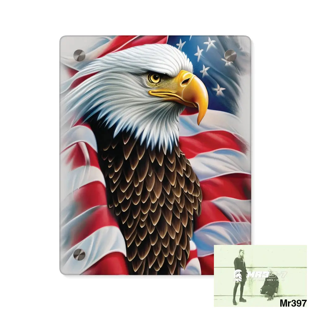 USA Eagle 32k Hyperrealistic Digital Graphic Acrylic Wall Art Panels 8″ x 10″ (Vertical) / 0.25’’ Home Decor