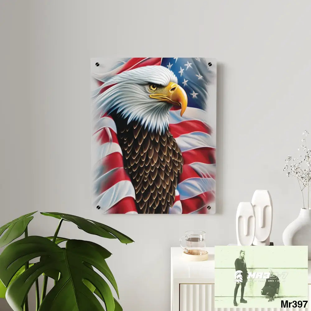 USA Eagle 32k Hyperrealistic Digital Graphic Acrylic Wall Art Panels Home Decor