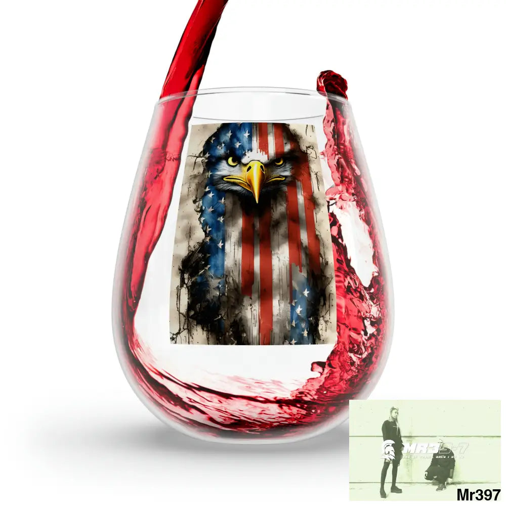 USA Eagles fly alone Stemless Wine Glass 11.75oz 11.75oz Mug