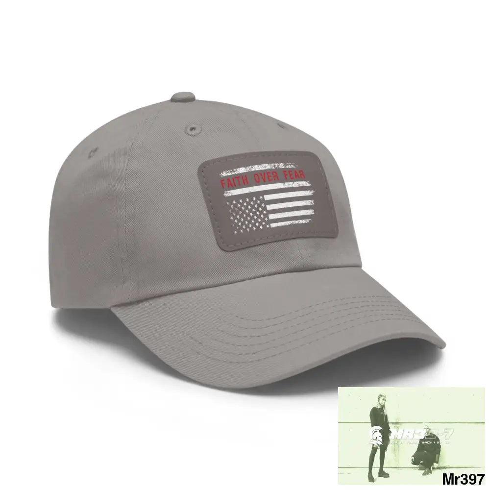 USA Faith over Fear Dad Hat with Leather Patch (Rectangle) Hats