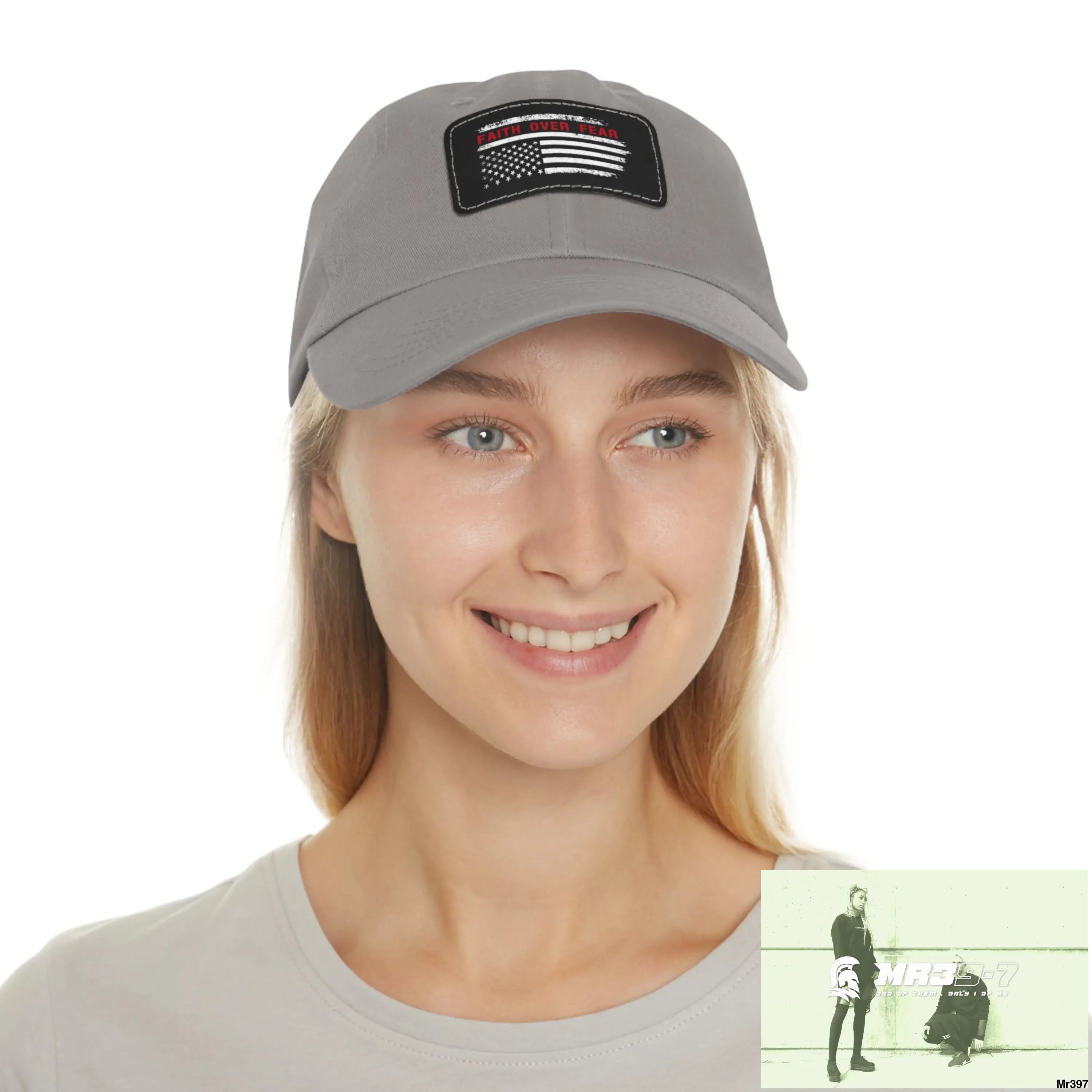 USA Faith over Fear Dad Hat with Leather Patch (Rectangle) Hats