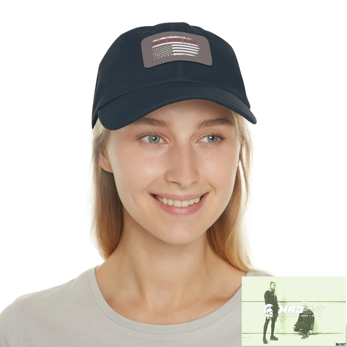 USA Faith over Fear Dad Hat with Leather Patch (Rectangle) Hats
