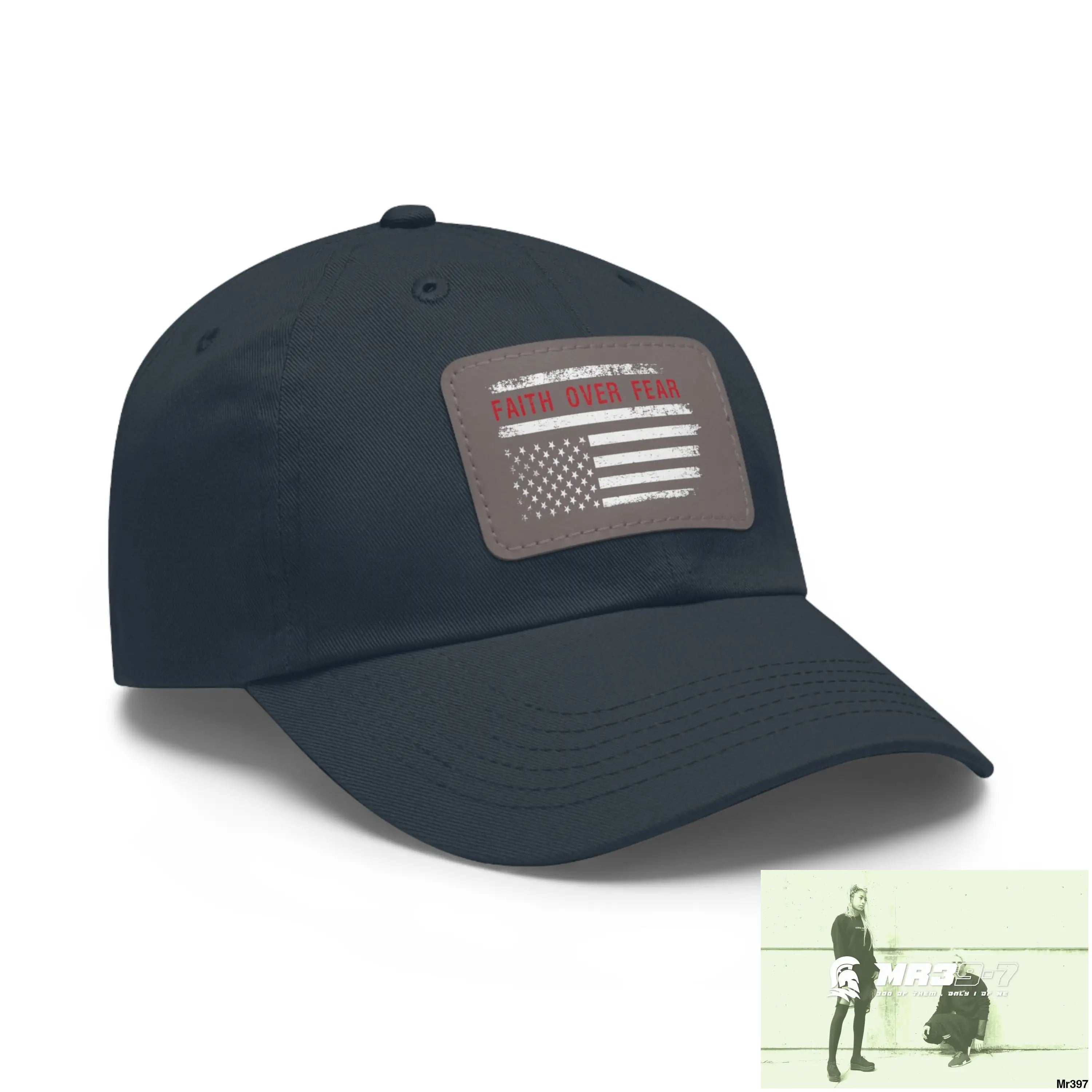 USA Faith over Fear Dad Hat with Leather Patch (Rectangle) Hats