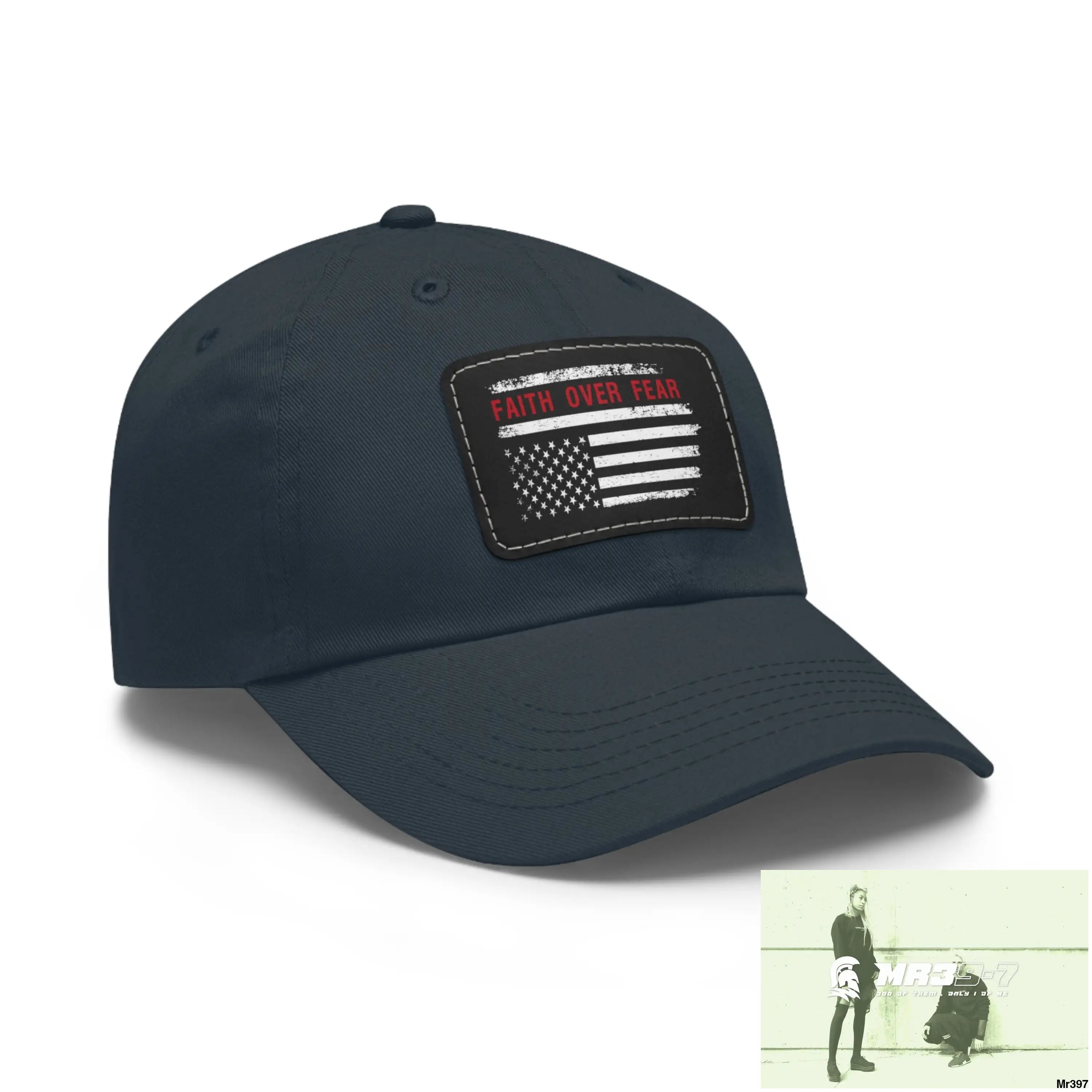 USA Faith over Fear Dad Hat with Leather Patch (Rectangle) Hats