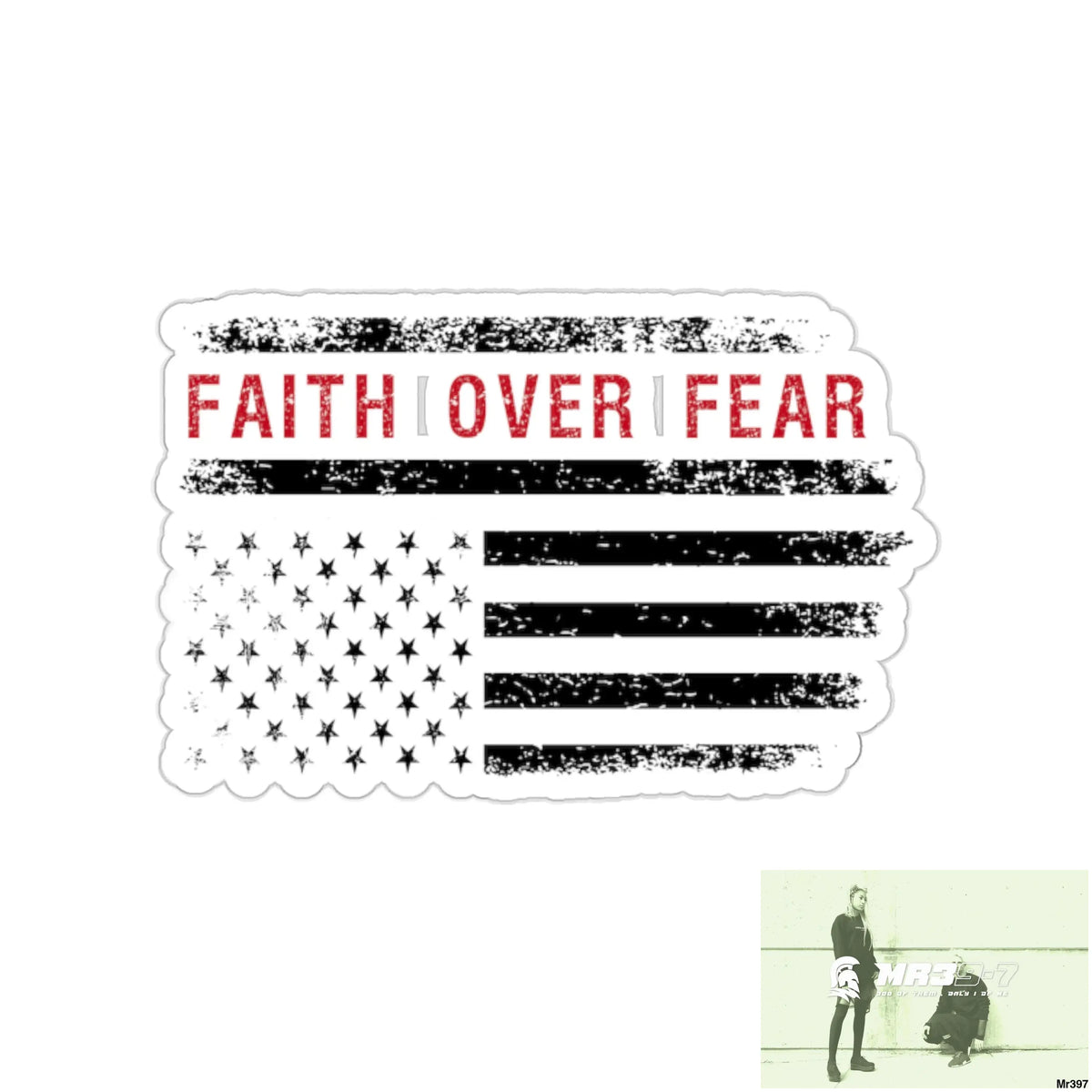 USA Faith over Fear Kiss-Cut Stickers 2’’ × 2’’ / White Paper products