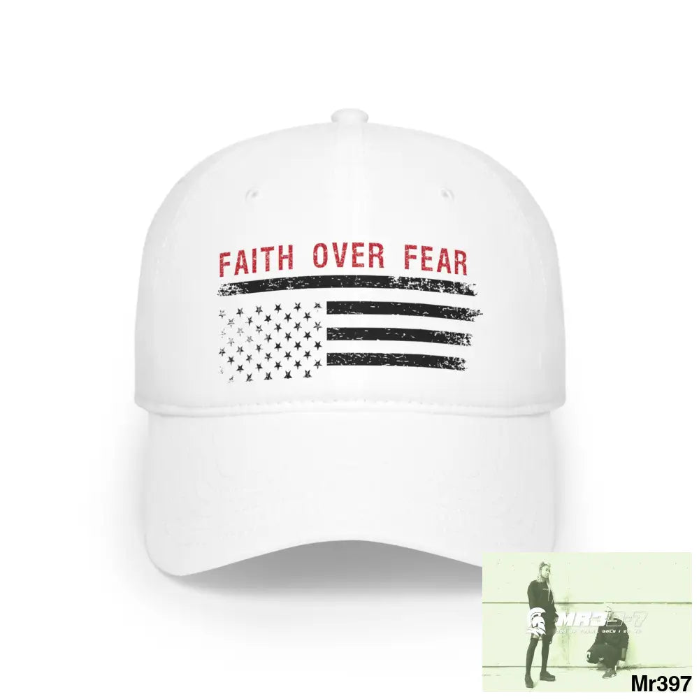 USA Faith over Fear Low Profile Baseball Cap White / One size Hats