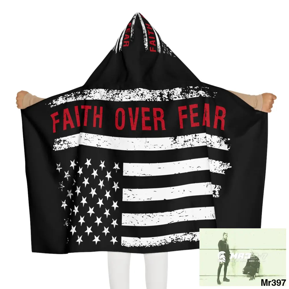 USA Faith over Fear Youth Hooded Towel 24’’ × 48’’ All Over Prints
