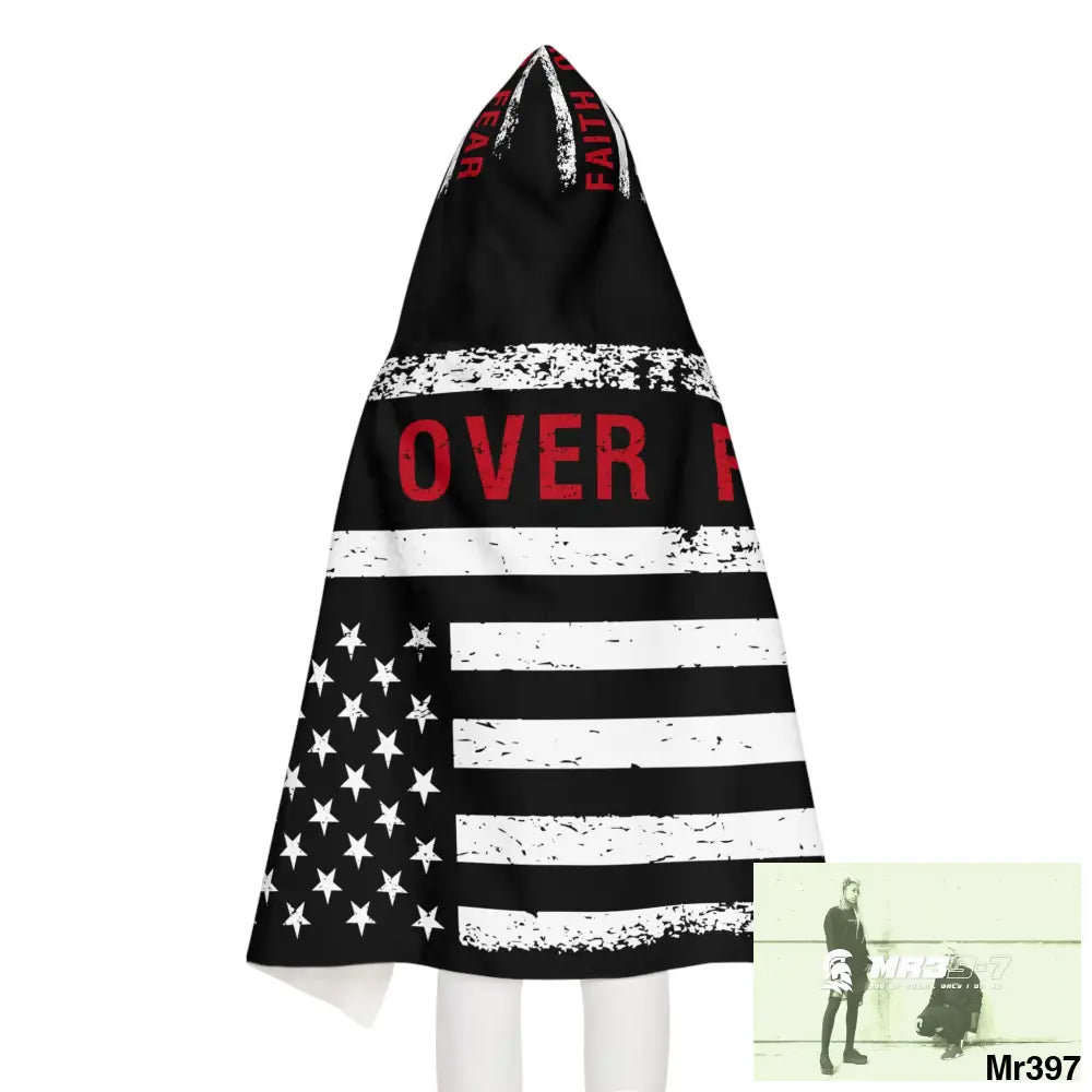 USA Faith over Fear Youth Hooded Towel 24’’ × 48’’ All Over Prints