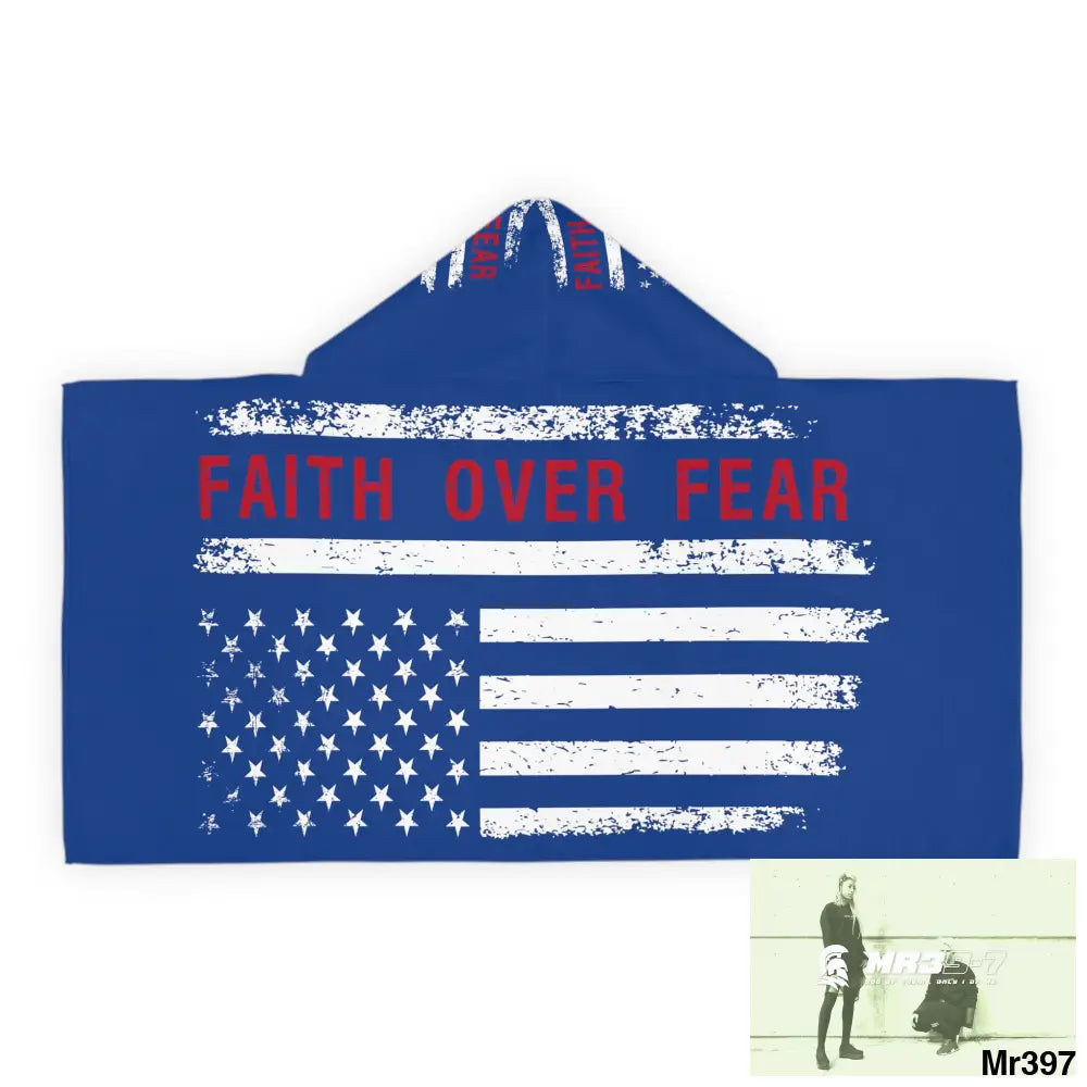 USA Faith over Fear Youth Hooded Towel 24’’ × 48’’ All Over Prints