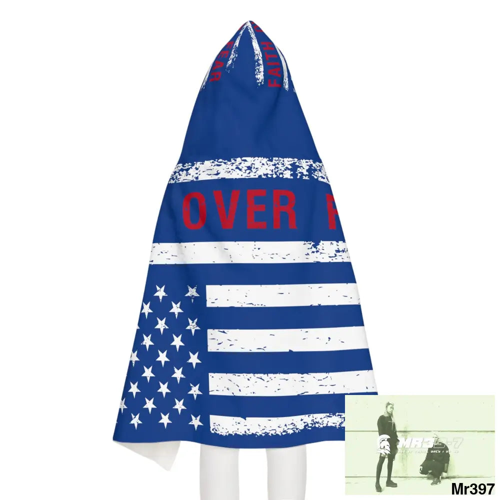 USA Faith over Fear Youth Hooded Towel 24’’ × 48’’ All Over Prints