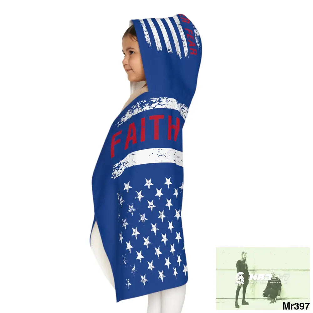 USA Faith over Fear Youth Hooded Towel 24’’ × 48’’ All Over Prints