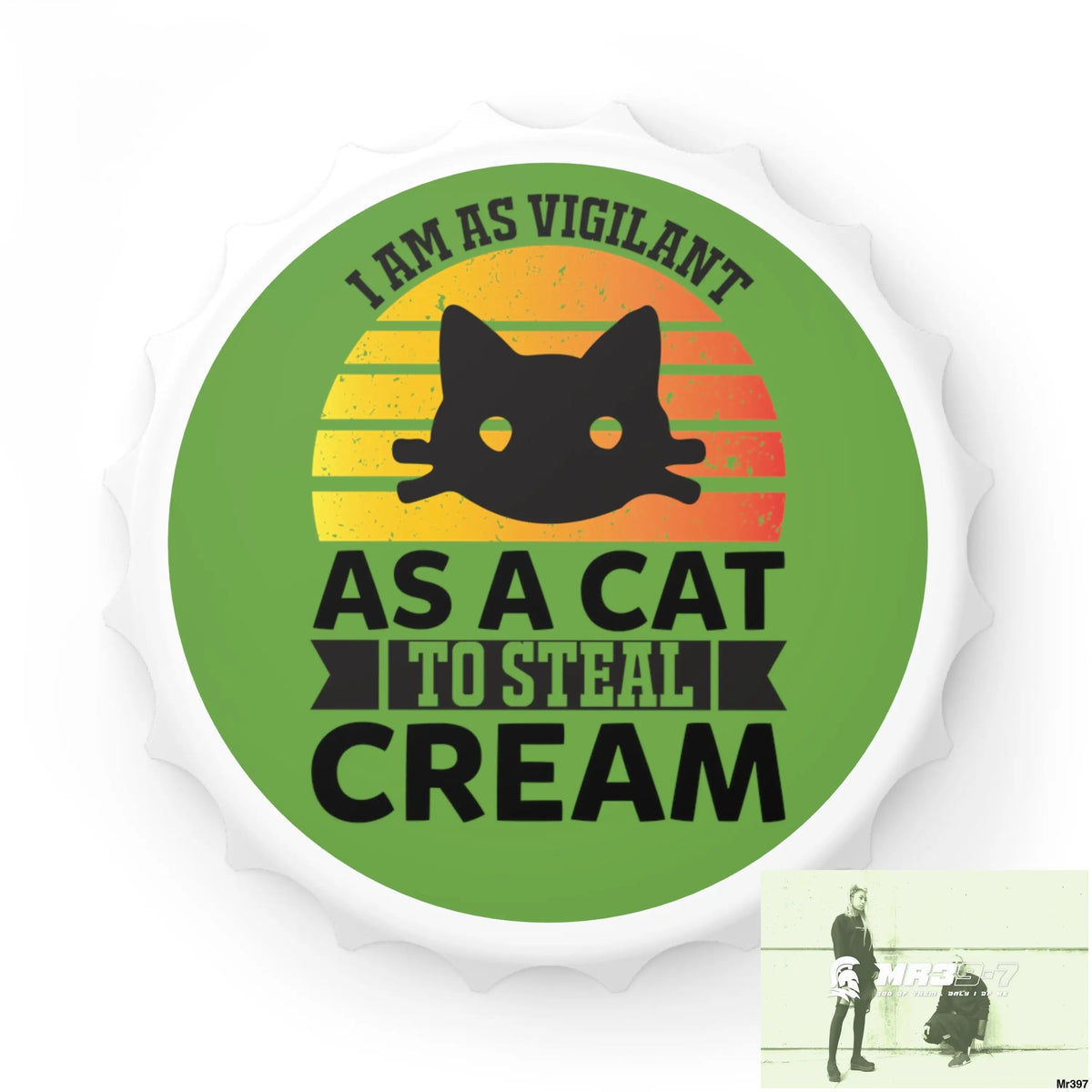 Vigilant Cat Cream Magnetic Bottle Opener One size / White Accessories