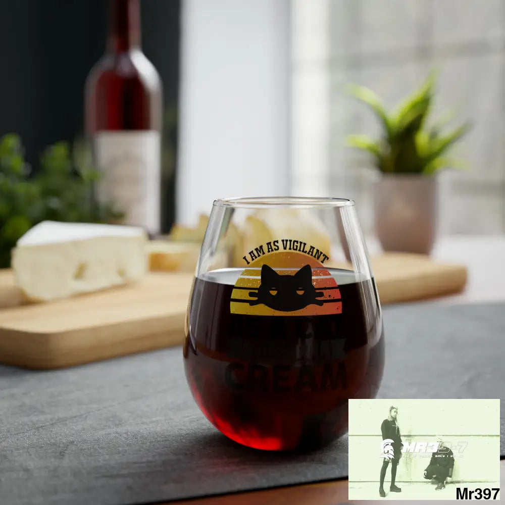 Vigilant Cat to cream Stemless Wine Glass 11.75oz 11.75oz Mug