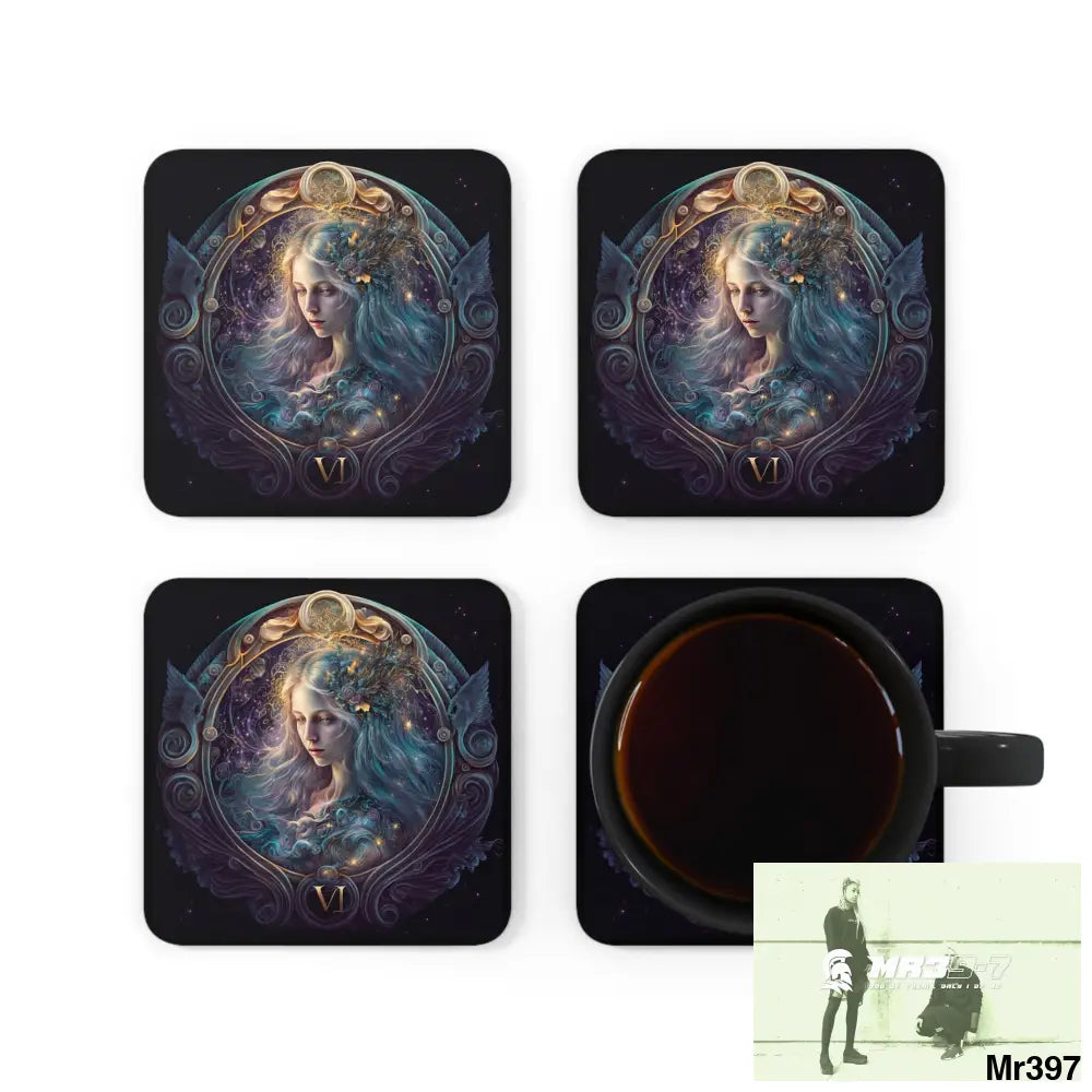 Virgo Zodiac Coaster Set Cork / 3.75’’ × 3.75’’ / Square Home Decor
