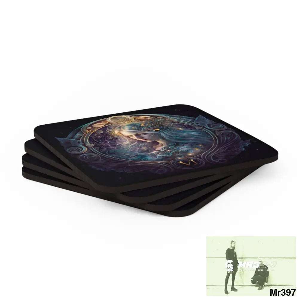 Virgo Zodiac Coaster Set Cork / 3.75’’ × 3.75’’ / Square Home Decor