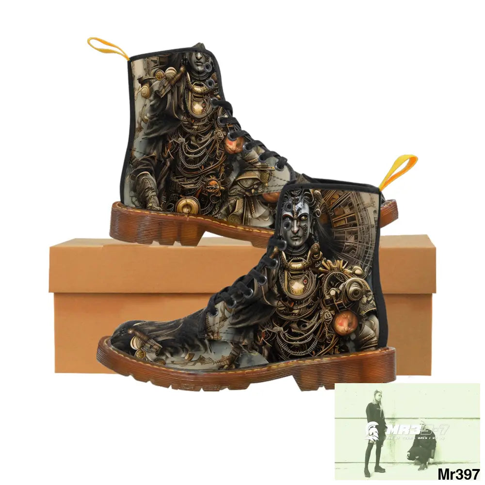 VISHNU AND SHIVA THE SAMURAI GODS Mens Canvas Boots US 7 / Brown sole Shoes