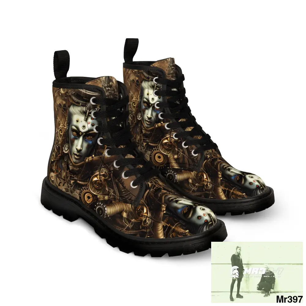 VISHNU STEAMPUNK Mens Canvas Boots Shoes