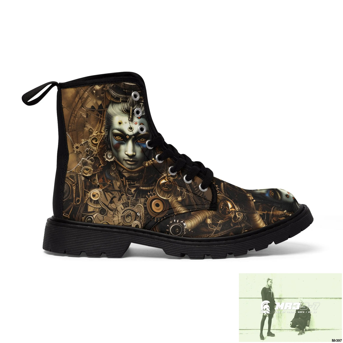 VISHNU STEAMPUNK Mens Canvas Boots Shoes