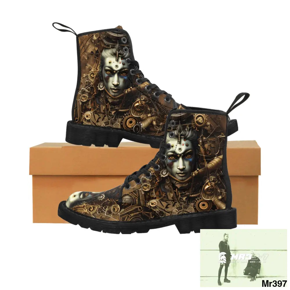 VISHNU STEAMPUNK Mens Canvas Boots US 7 / Black sole Shoes