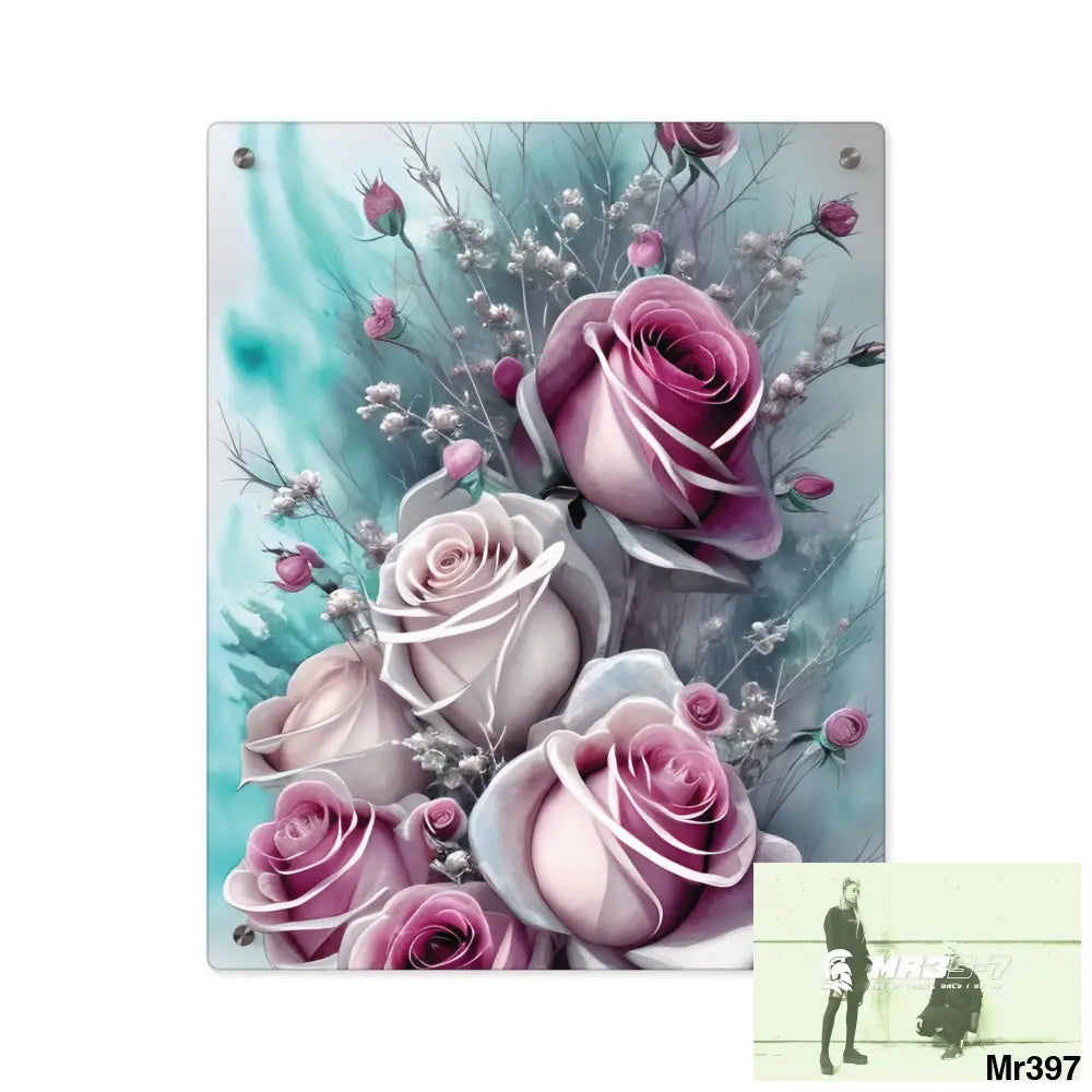 Water color Winter Flower Bouquet Acrylic Wall Art Panels 16″ x 20″ (Vertical) / 0.25’’ Home Decor