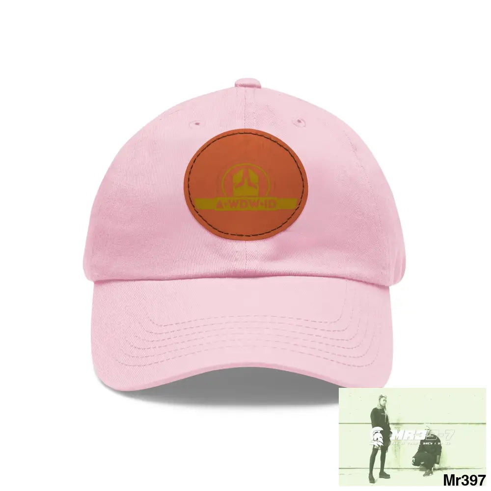 WDW.ID Dad Hat with Leather Patch (Round) Light Pink / Light Brown patch / Circle / One size Hats