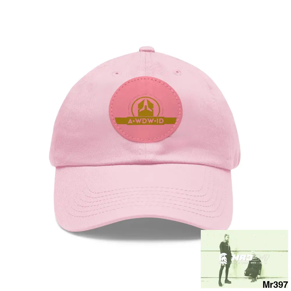 WDW.ID Dad Hat with Leather Patch (Round) Light Pink / Pink patch / Circle / One size Hats