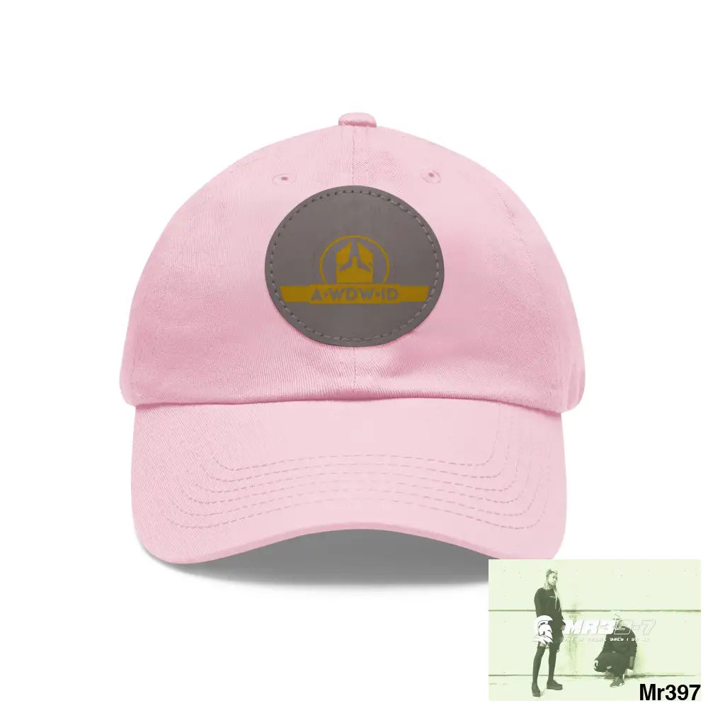 WDW.ID Dad Hat with Leather Patch (Round) Light Pink / Grey patch / Circle / One size Hats