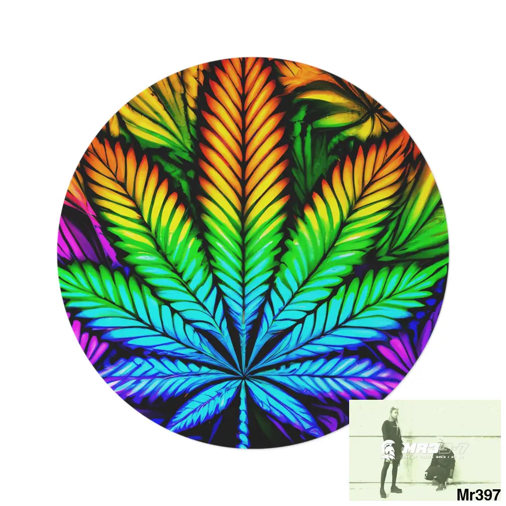 Weed Leaf Round Rug 60’’ × 60’’ Home Decor