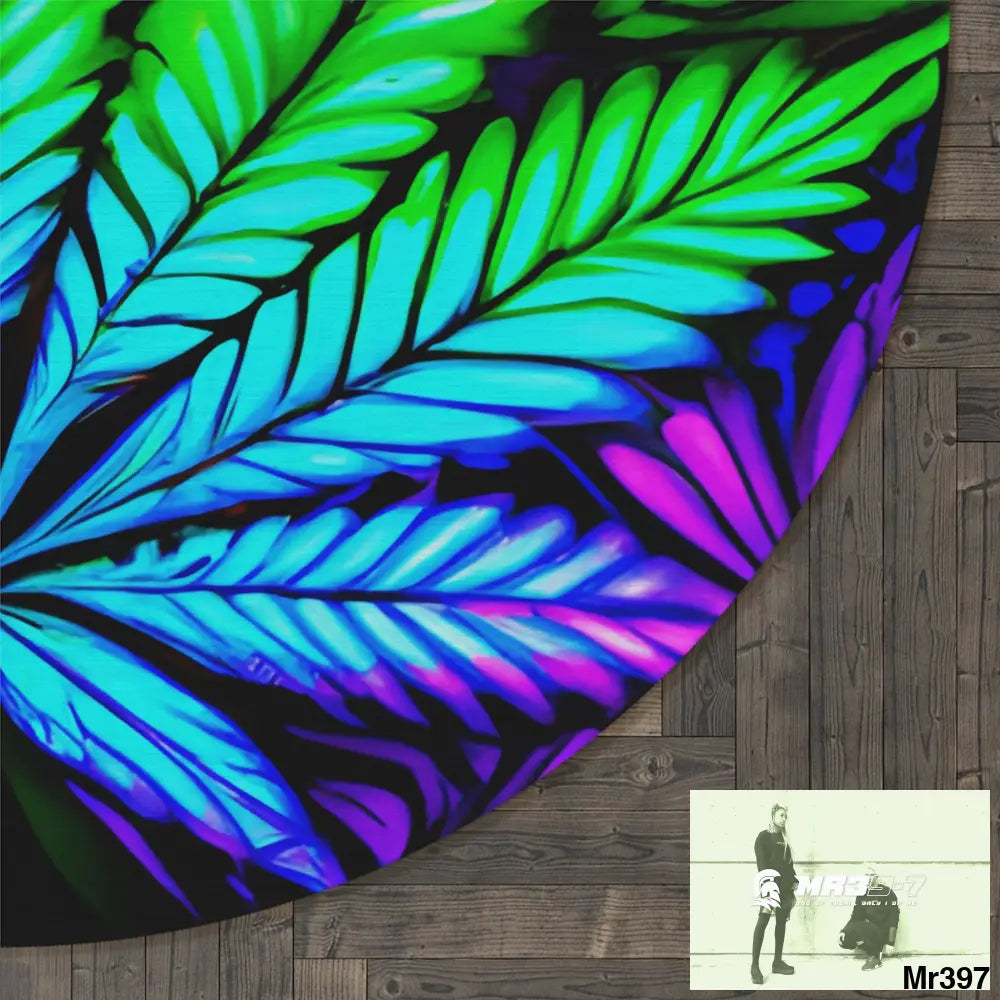 Weed Leaf Round Rug 60’’ × 60’’ Home Decor