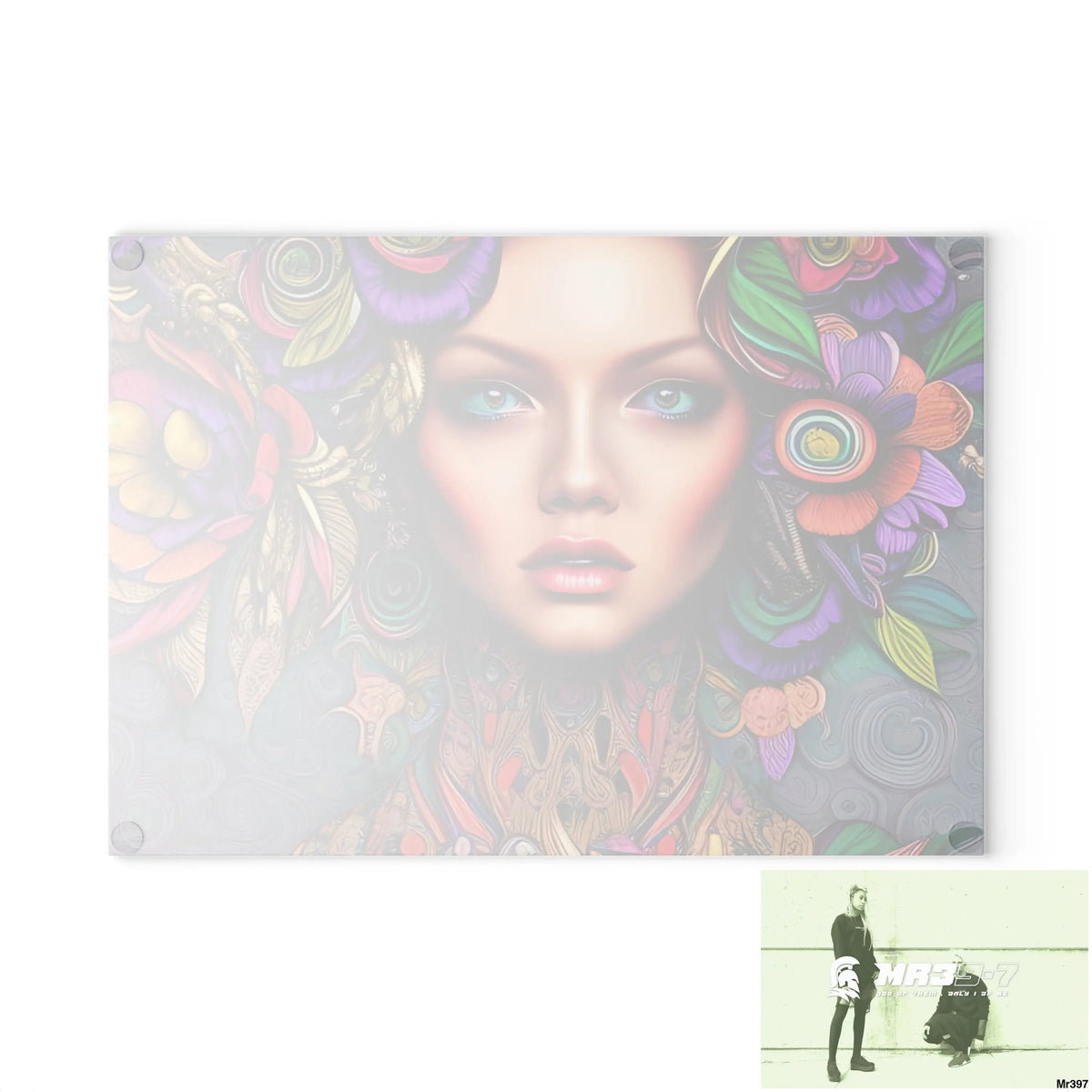 Woman in colour Glass Cutting Board Home Decor