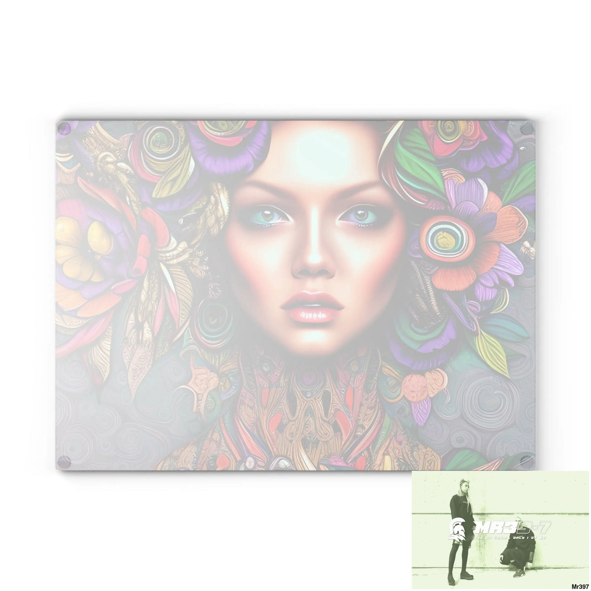 Woman in colour Glass Cutting Board Home Decor