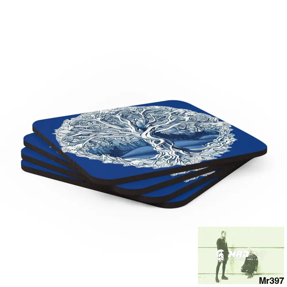 Yggdrasil Corkwood Coaster Set Cork / 3.75’’ × 3.75’’ / Square Home Decor