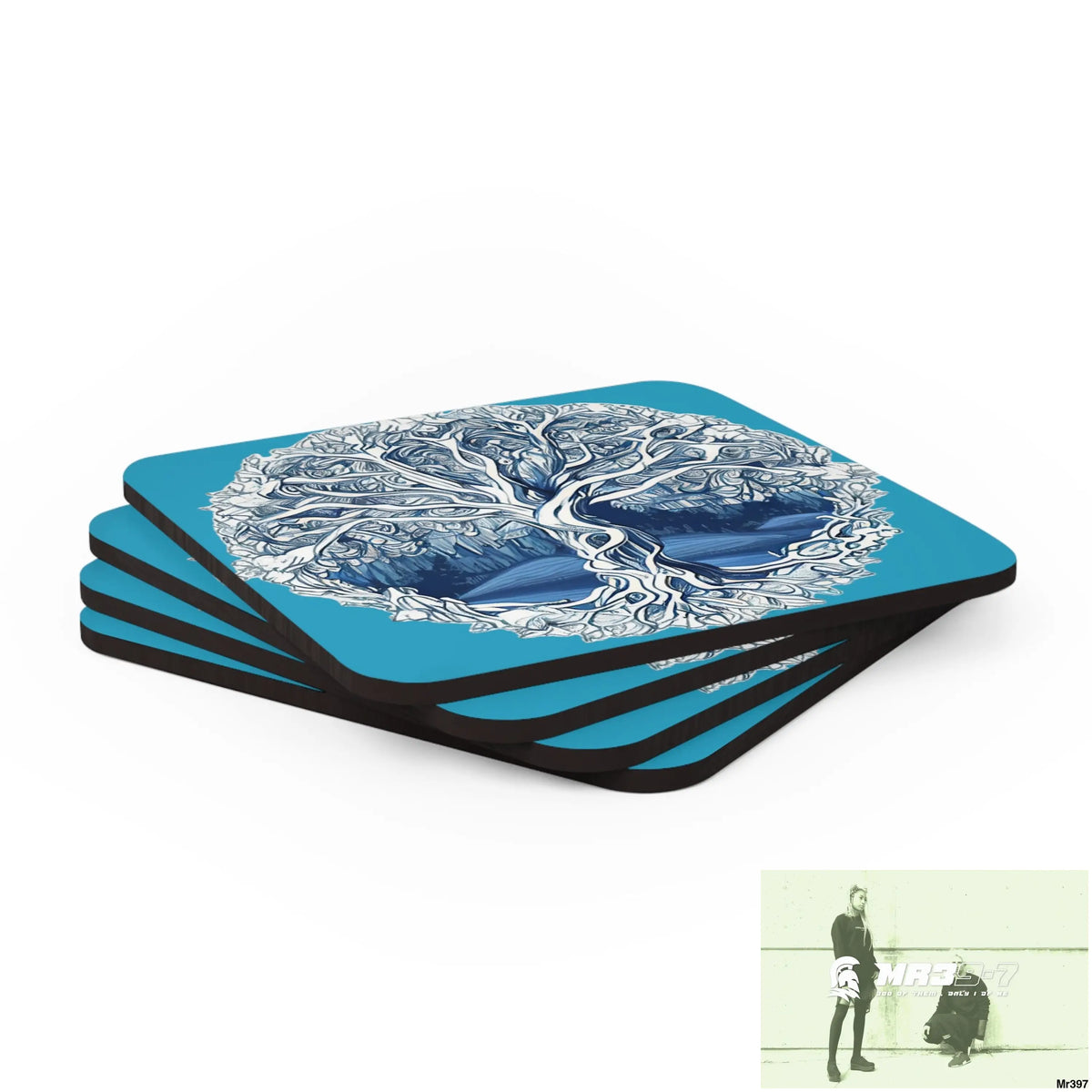 Yggdrasil Corkwood Coaster Set Cork / 3.75’’ × 3.75’’ / Square Home Decor