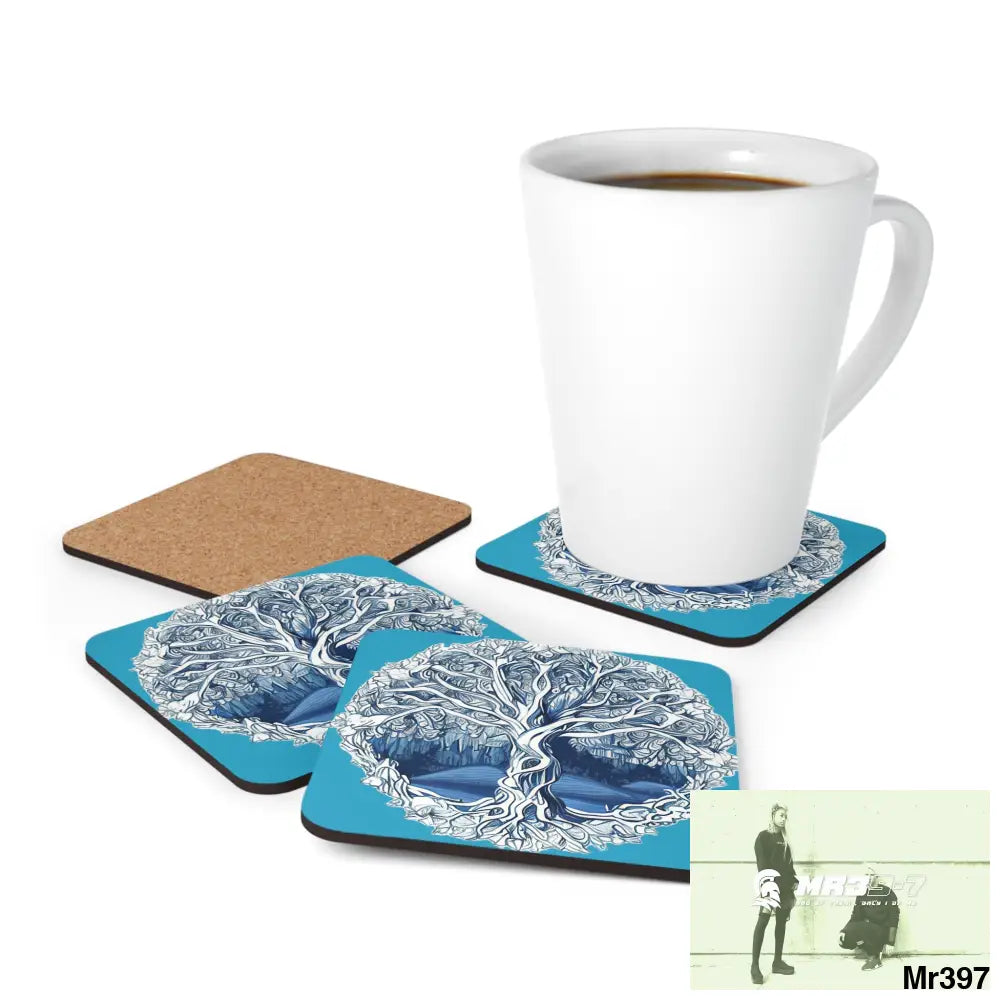 Yggdrasil Corkwood Coaster Set Cork / 3.75’’ × 3.75’’ / Square Home Decor