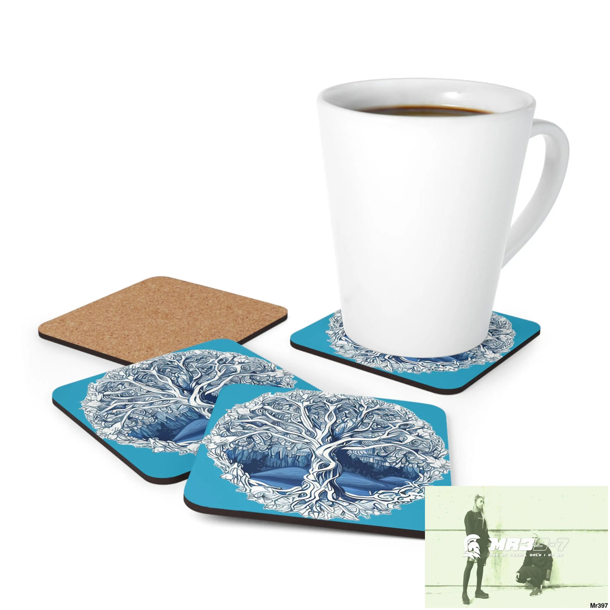 Yggdrasil Corkwood Coaster Set Cork / 3.75’’ × 3.75’’ / Square Home Decor
