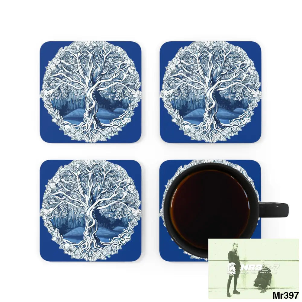 Yggdrasil Corkwood Coaster Set Cork / 3.75’’ × 3.75’’ / Square Home Decor