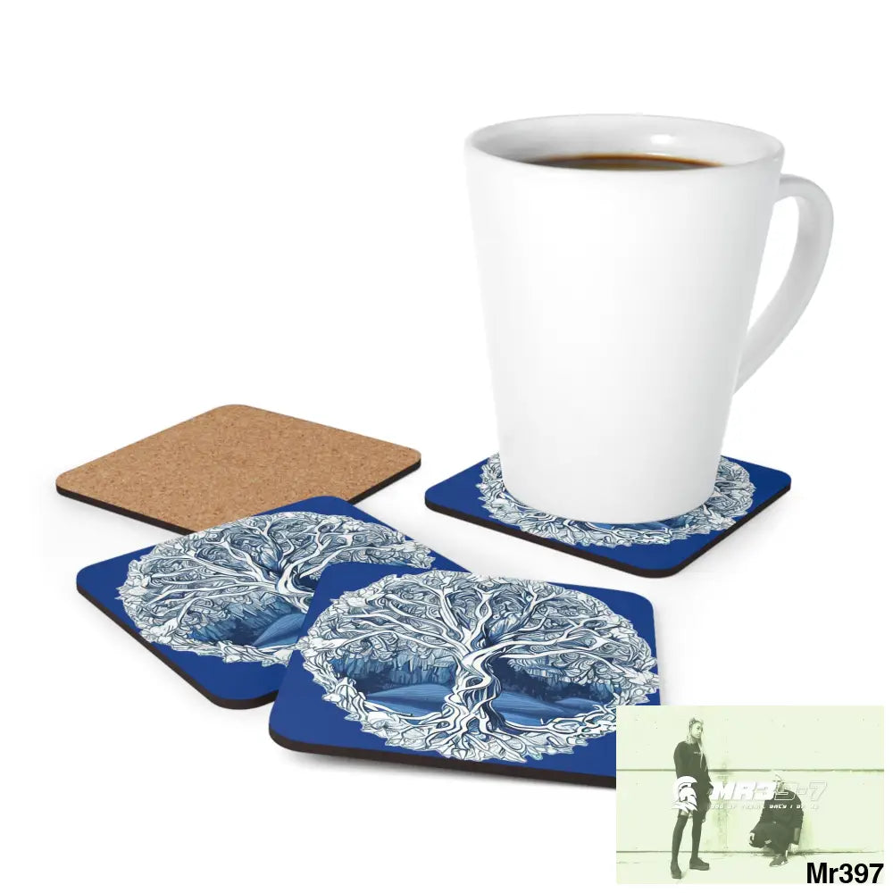 Yggdrasil Corkwood Coaster Set Cork / 3.75’’ × 3.75’’ / Square Home Decor