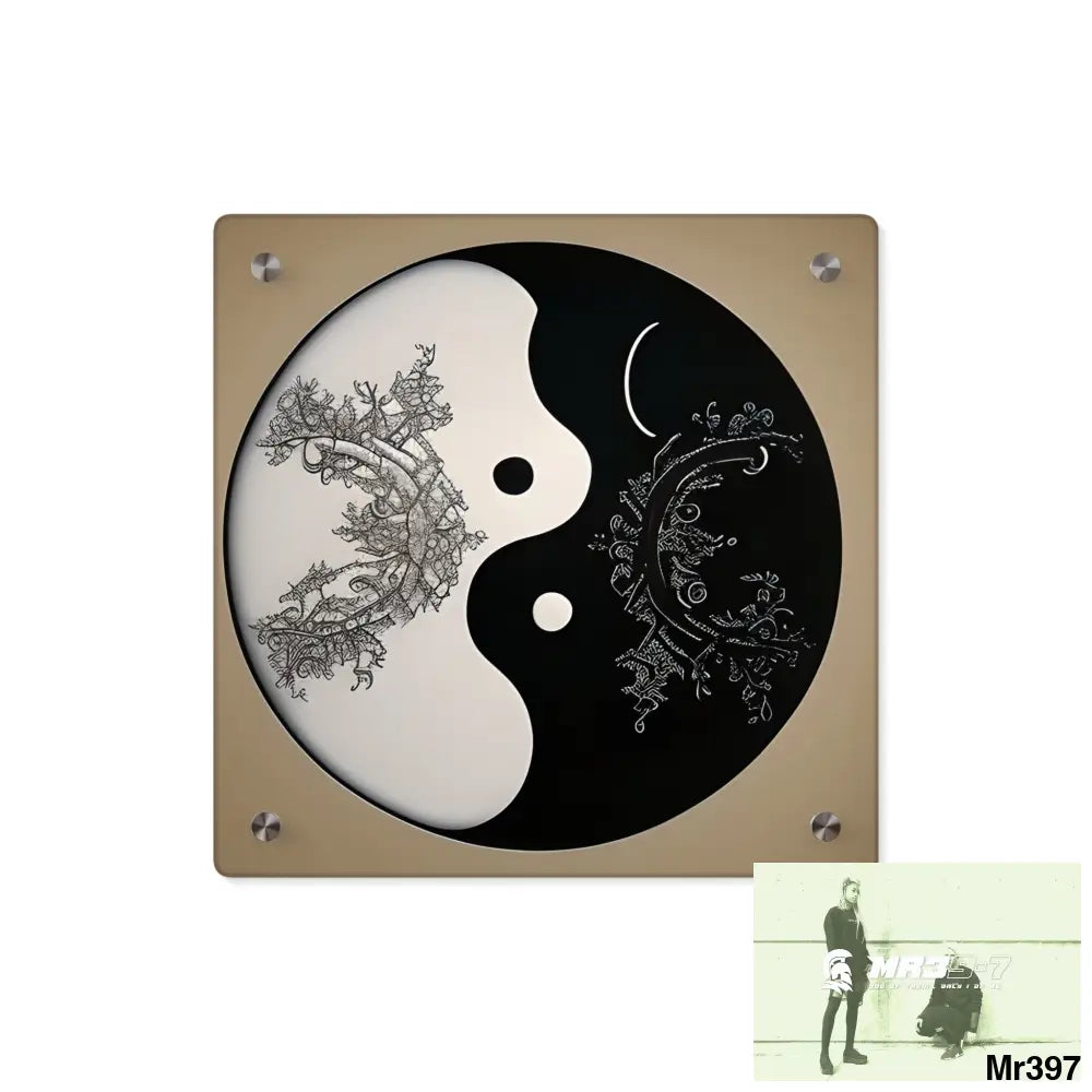 Ying Yang Moon Hyper Realistic Graphic Acrylic Wall Art Panels 11’’ x 11’’ (Square) / 0.25’’ Home Decor