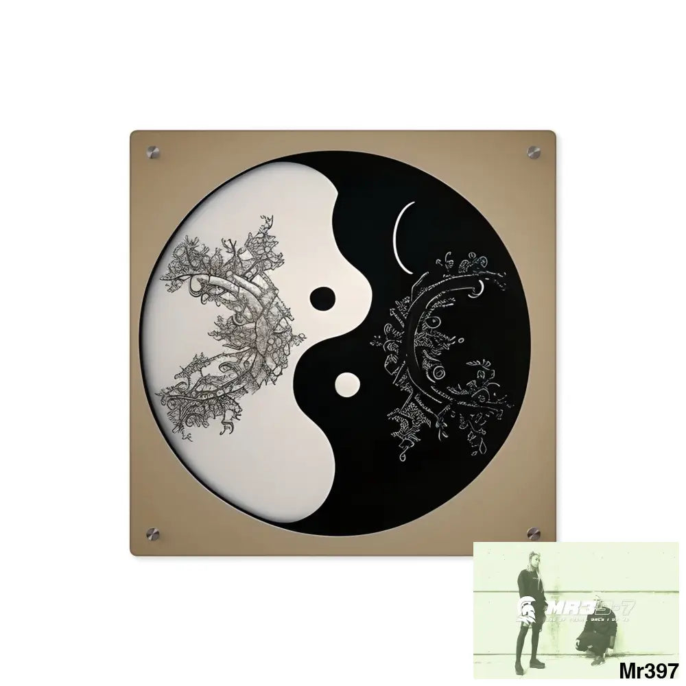Ying Yang Moon Hyper Realistic Graphic Acrylic Wall Art Panels 16″ x 16″ (Square) / 0.25’’ Home Decor