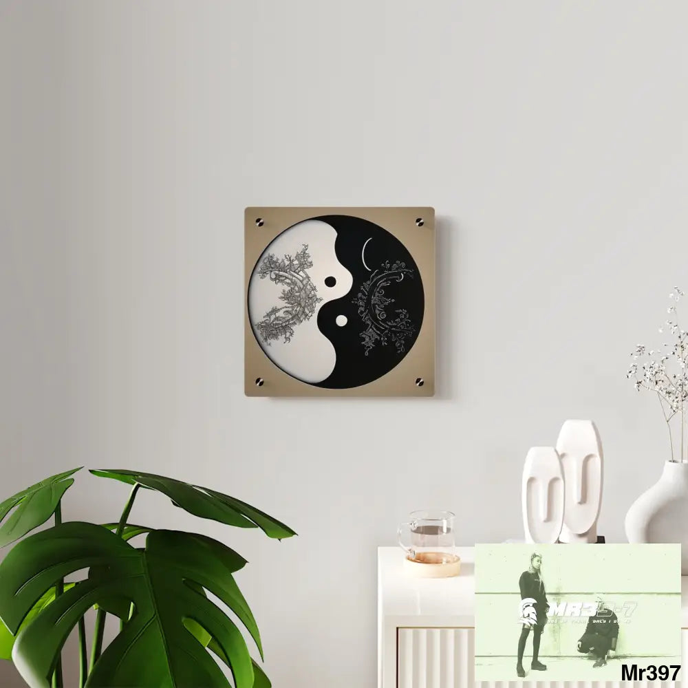 Ying Yang Moon Hyper Realistic Graphic Acrylic Wall Art Panels Home Decor