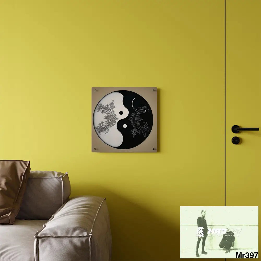 Ying Yang Moon Hyper Realistic Graphic Acrylic Wall Art Panels Home Decor