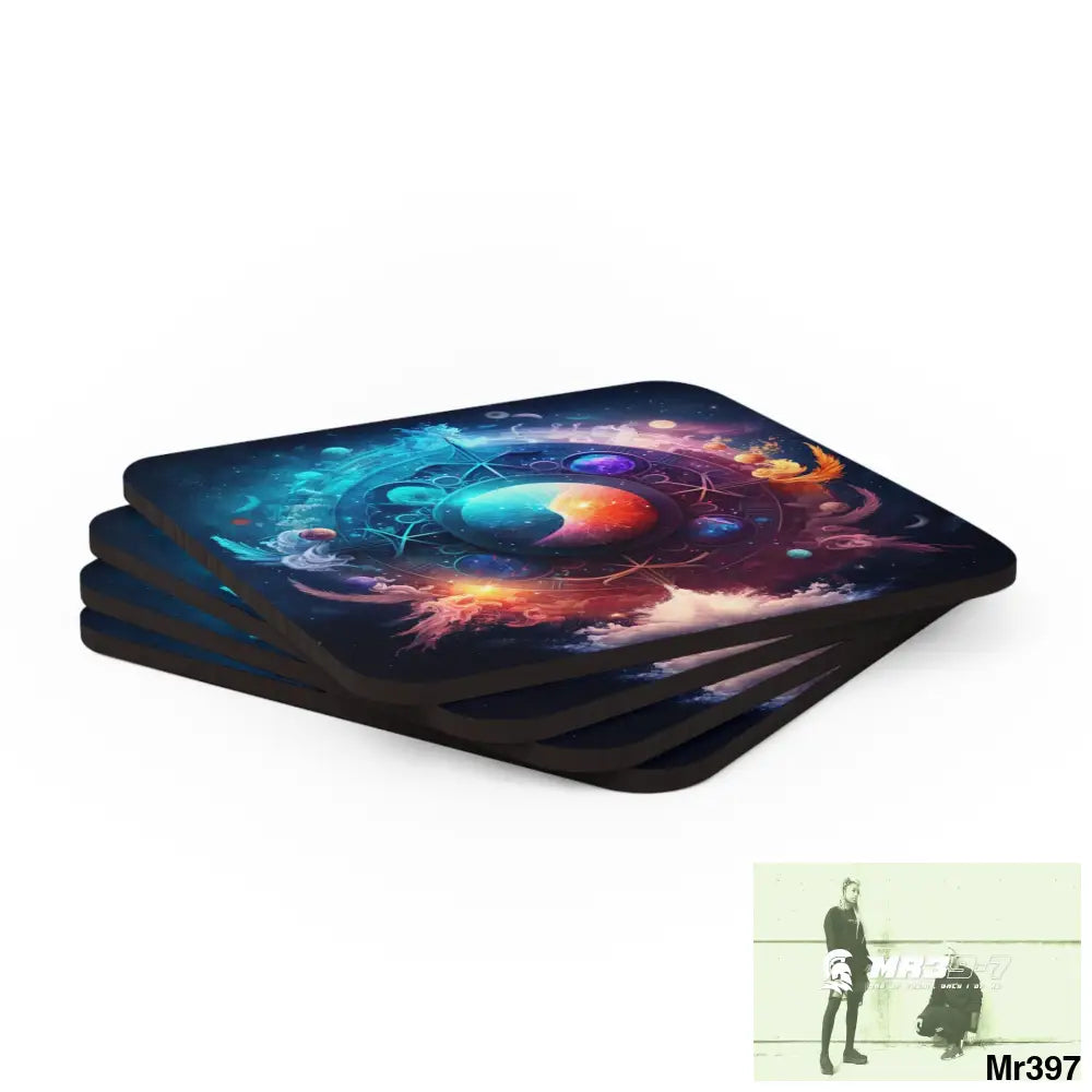 Zodiac mash up Coaster Set Cork / 3.75’’ × 3.75’’ / Square Home Decor